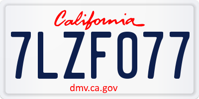 CA license plate 7LZF077