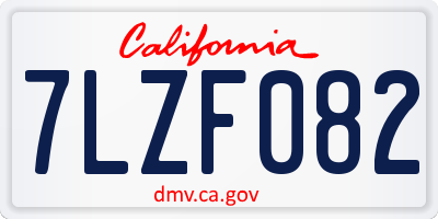 CA license plate 7LZF082