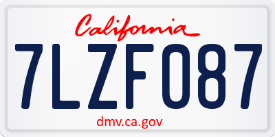 CA license plate 7LZF087