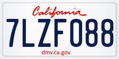CA license plate 7LZF088