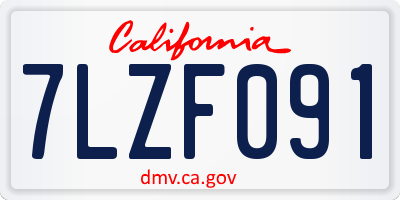 CA license plate 7LZF091