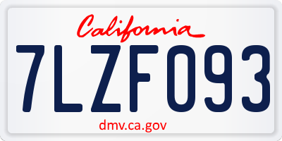 CA license plate 7LZF093