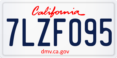 CA license plate 7LZF095