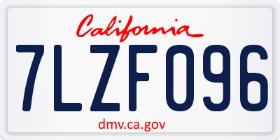 CA license plate 7LZF096