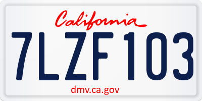 CA license plate 7LZF103