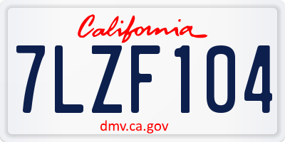CA license plate 7LZF104