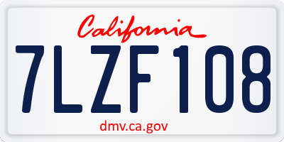 CA license plate 7LZF108