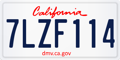 CA license plate 7LZF114