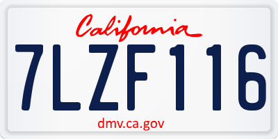 CA license plate 7LZF116