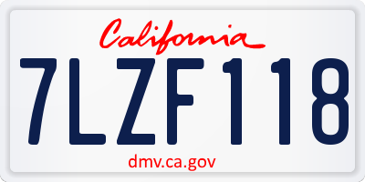 CA license plate 7LZF118