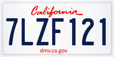 CA license plate 7LZF121