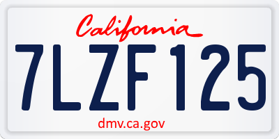 CA license plate 7LZF125