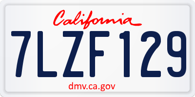 CA license plate 7LZF129