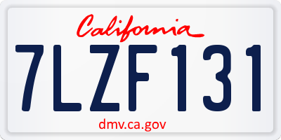 CA license plate 7LZF131