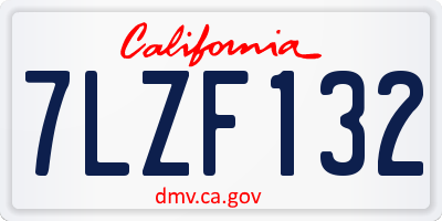 CA license plate 7LZF132