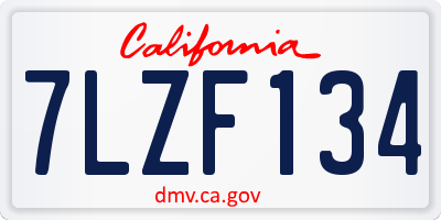 CA license plate 7LZF134