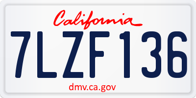 CA license plate 7LZF136