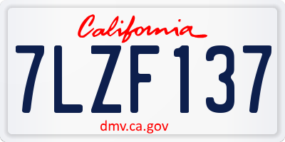 CA license plate 7LZF137