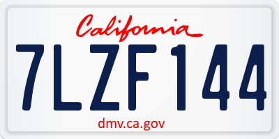 CA license plate 7LZF144