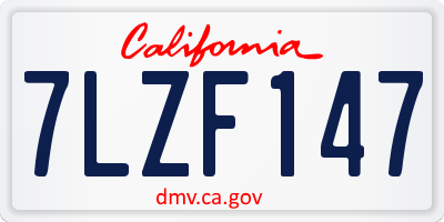 CA license plate 7LZF147