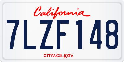CA license plate 7LZF148