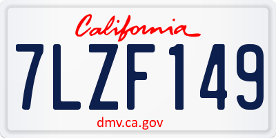 CA license plate 7LZF149