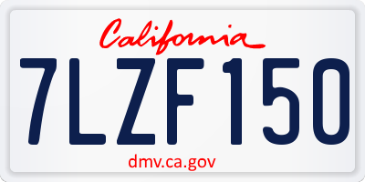 CA license plate 7LZF150
