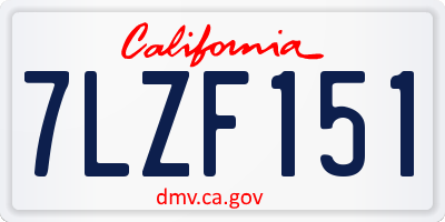 CA license plate 7LZF151