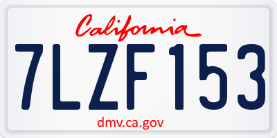 CA license plate 7LZF153
