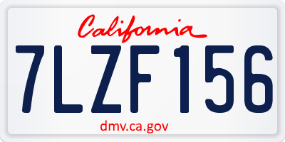 CA license plate 7LZF156