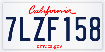 CA license plate 7LZF158