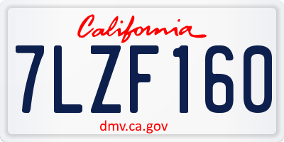 CA license plate 7LZF160