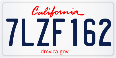 CA license plate 7LZF162