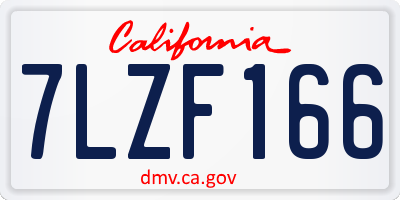 CA license plate 7LZF166