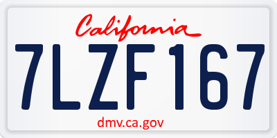 CA license plate 7LZF167
