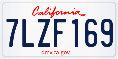 CA license plate 7LZF169