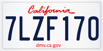 CA license plate 7LZF170