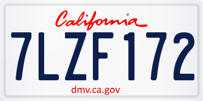 CA license plate 7LZF172