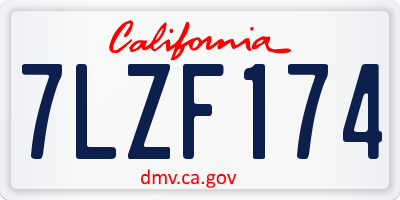 CA license plate 7LZF174