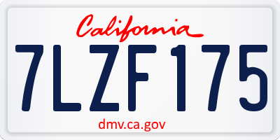 CA license plate 7LZF175