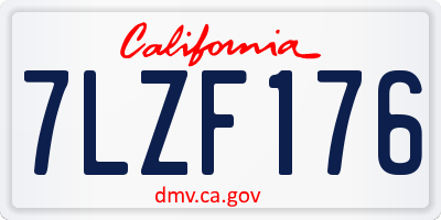 CA license plate 7LZF176