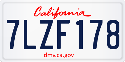 CA license plate 7LZF178
