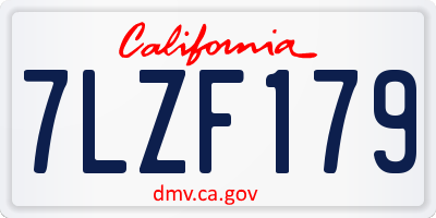 CA license plate 7LZF179