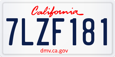 CA license plate 7LZF181