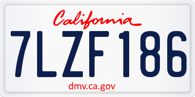 CA license plate 7LZF186