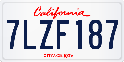 CA license plate 7LZF187