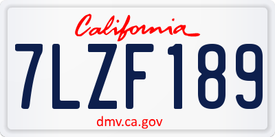 CA license plate 7LZF189