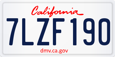 CA license plate 7LZF190