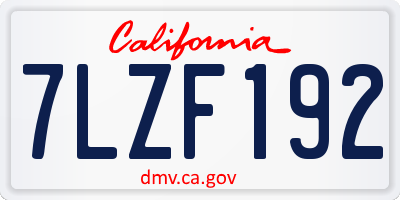 CA license plate 7LZF192