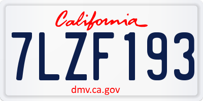 CA license plate 7LZF193